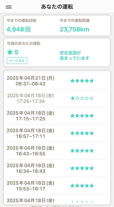 yuriCargoアプリ表示画面